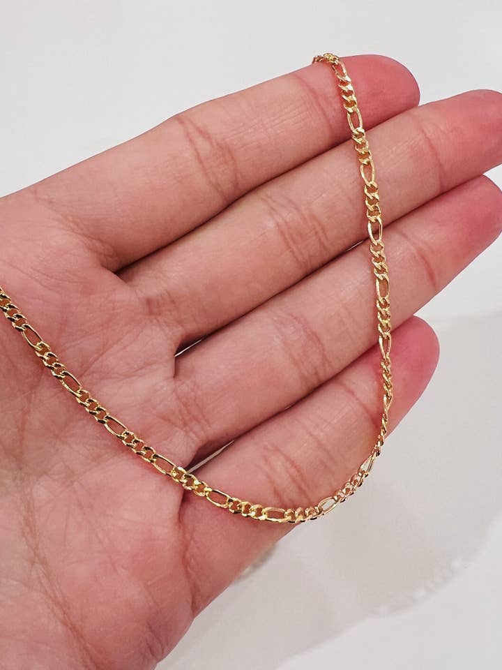 Gold Filled Figaro Bracelet | 1mm Adjustable Dainty Chain for wholesale by Haus of Monogram