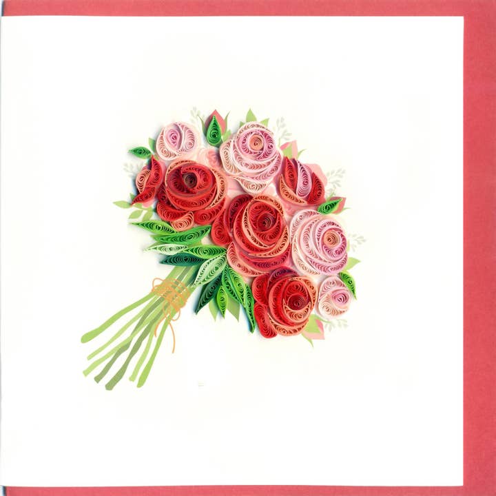 Carte à broder Rose Bouquet pour la vente par Blue Bird Cards