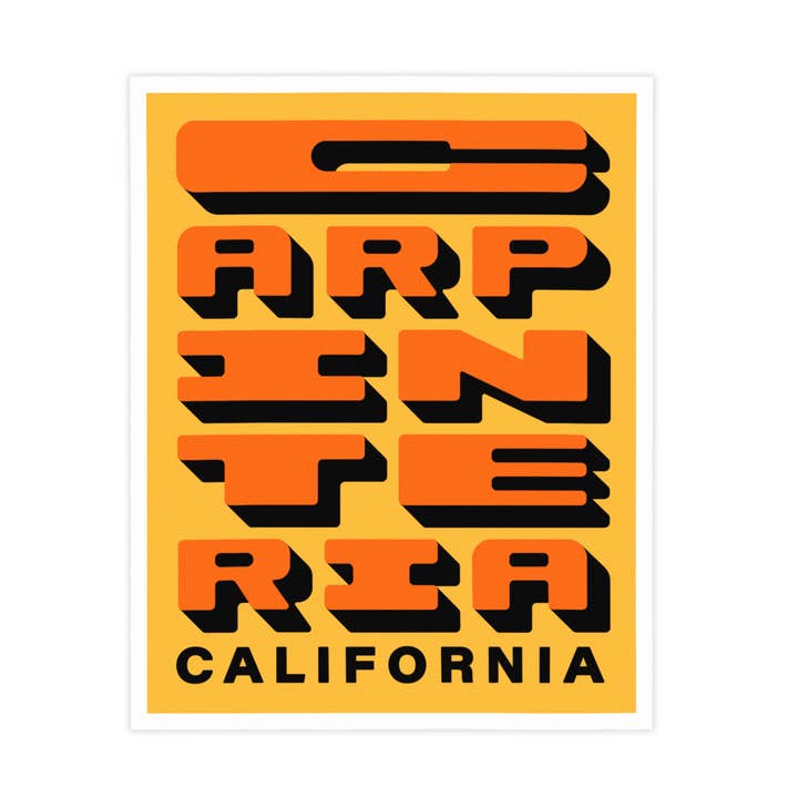 Carpinteria Block Letter Print - California Poster for wholesale by Kamin Tersieff