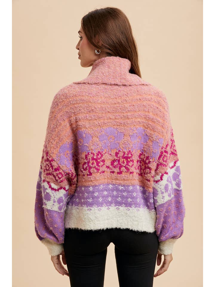 In Loom - Vente Pull en maille – femme - COL ROULÉ EN TRICOT MULTICOLORE5