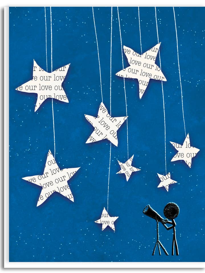 Our Love is written in the Stars Greeting Card for wholesale by Blue Desk Art