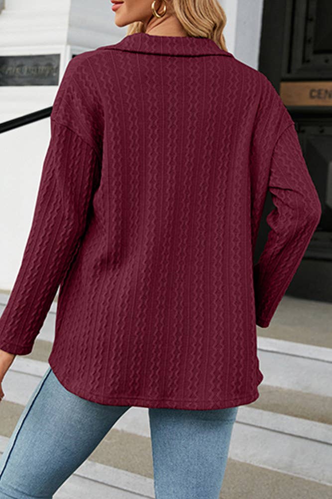 Comely Fashion - Vente Veste-chemise – femme - CF-WZD031 Manteau en jacquard boutonné uni13