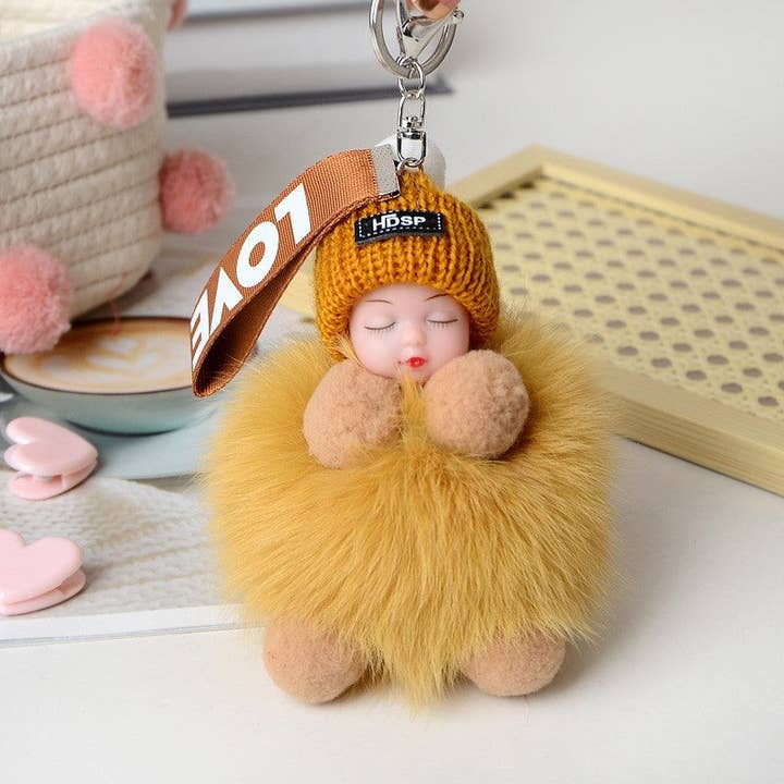 Fox Fur Sleep Doll Keychain Pendant for wholesale by UZ Wholesale Store