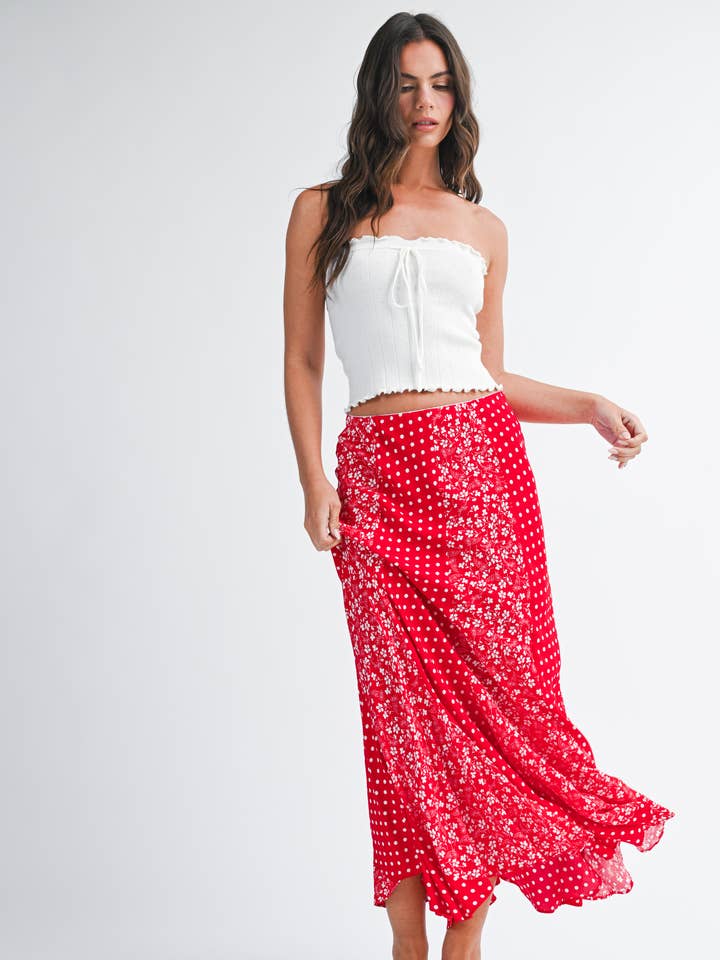 Jupe Maxi à Pois et Fleurs Mélangés 7215HK pour la vente par AEMI + CO