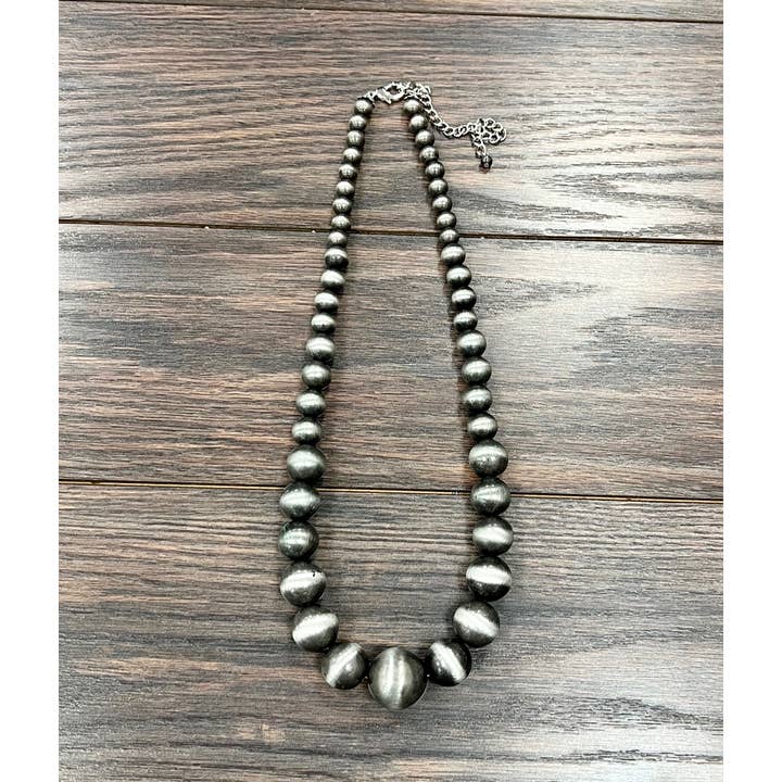 ISAC Trading Inc - Wholesale Beaded/Pearl Necklace - 739190, 24-inch Very-Big Graduated Navajo Bead Necklace