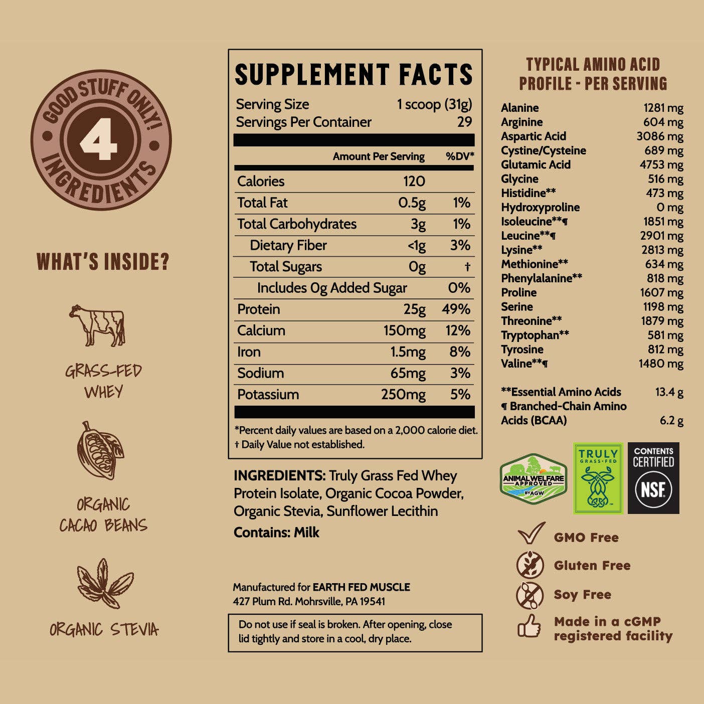 Earth Fed Muscle - Wholesale Protein/Superfood Powder - Chocolate Shakeup Chocolate Grass-Fed Whey Protein14
