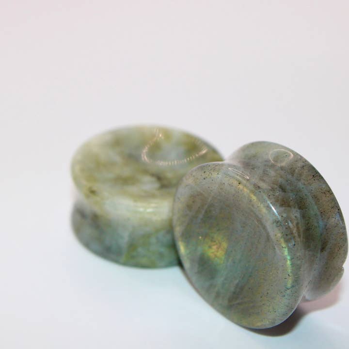 EC Plugs and Gems - Wholesale Gauge/Plug Earrings - Labradorite Plugs Double Flare - Gauges Pair5