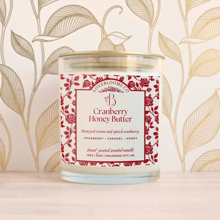 Love Blooms - Wholesale Jar/Filled Candle - Cranberry Honey Butter | Seasonal Scented Candle1