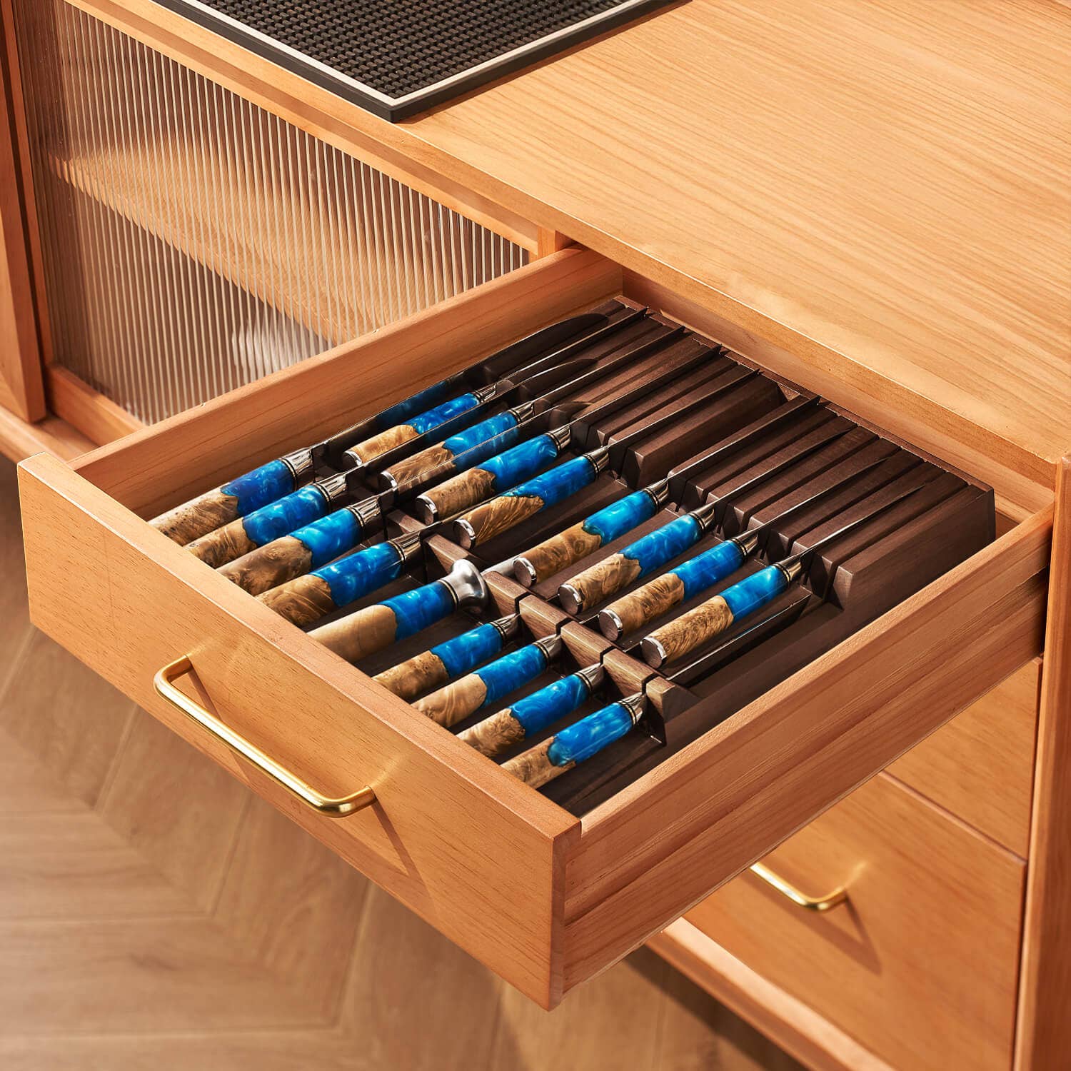 Senken Knives - Wholesale Knife Storage - In-Drawer Knife Storage Block, Acacia Hardwood Knife Storage3