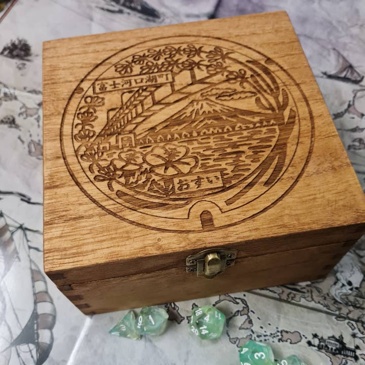 Japanese Mountain Design A Trinket or Dice Box - Felted for wholesale by Critit