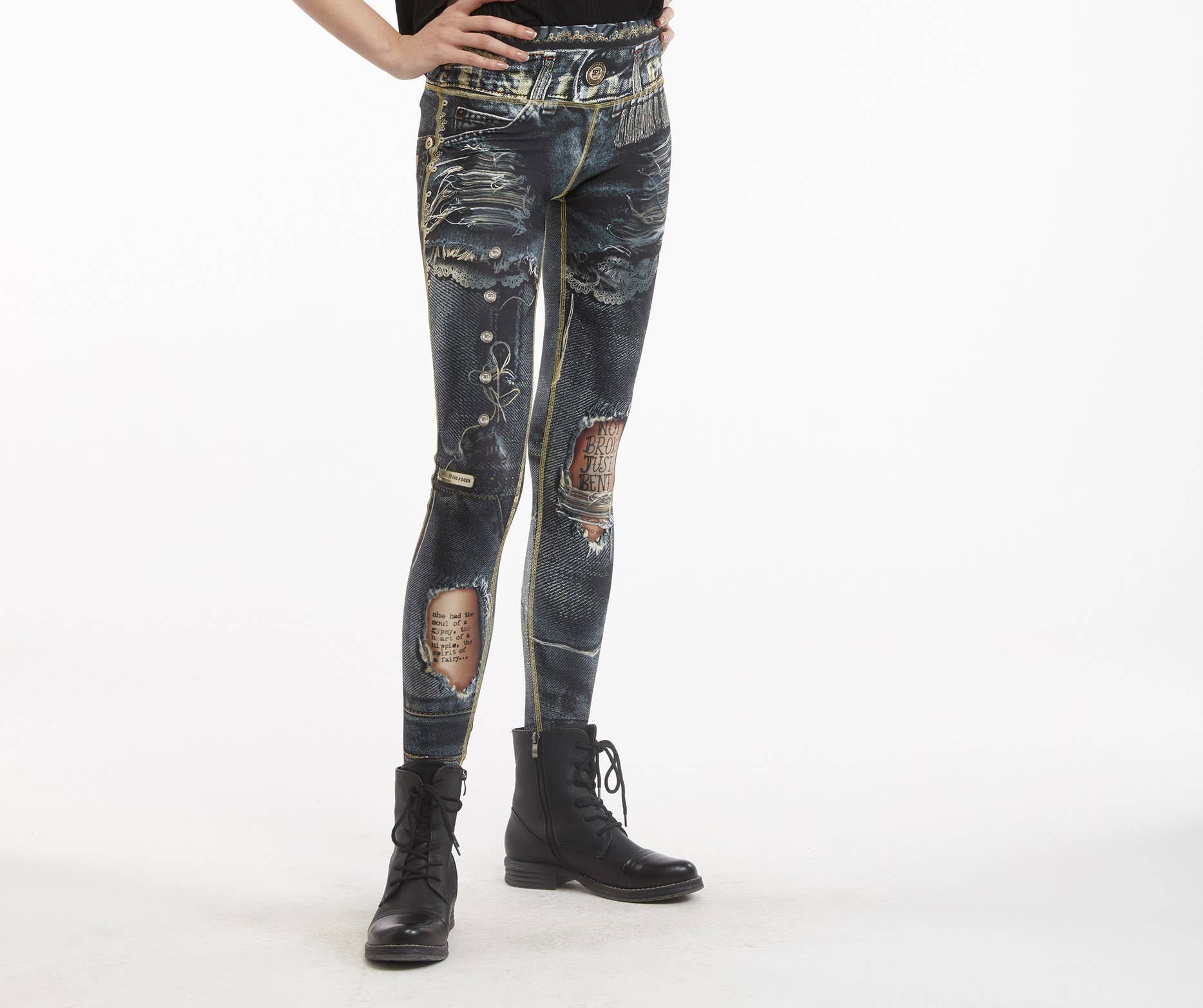 IPNG Design - Vente Legging tendance – femme - Legging à imprimé jean déchiré - Basique27