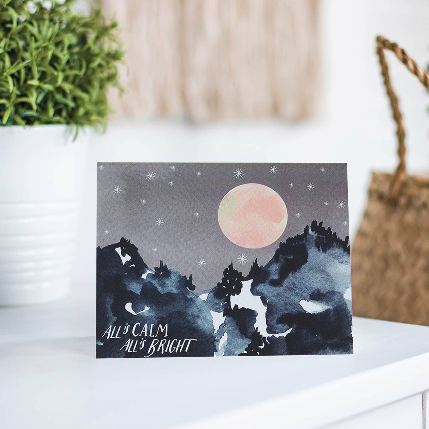 Antiquaria - Wholesale Christmas Card - All Is Calm Mountain Holiday Greeting Card1