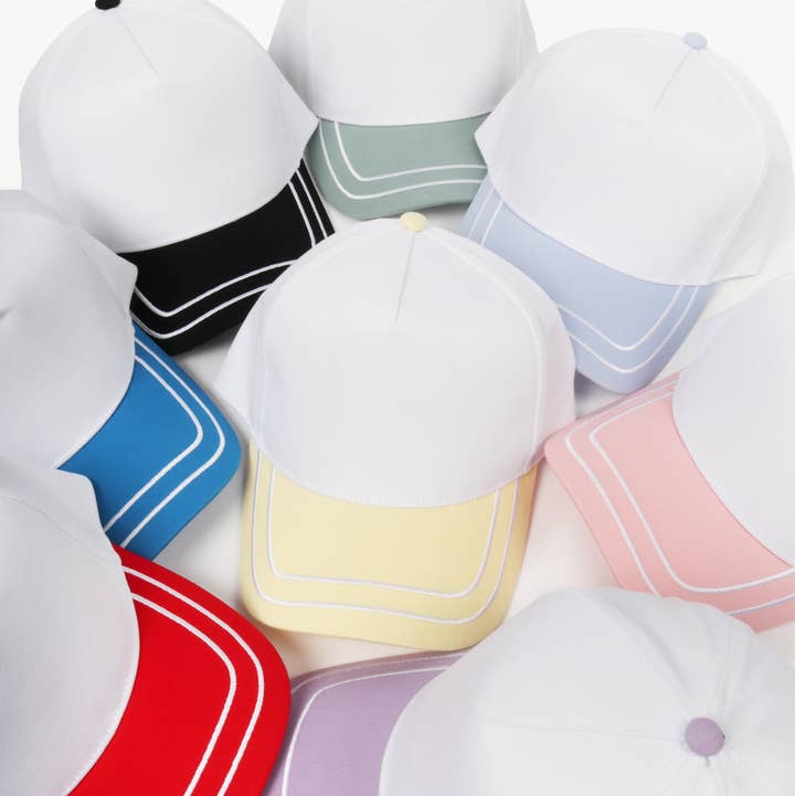 David And Young - Wholesale Baseball Cap - Unisex - Retro Stripe Brim Two Tone 5-Panel Cap16