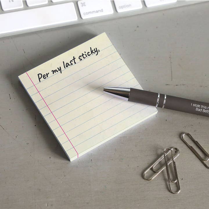 Bad Betty Greeting Co. - Wholesale Sticky Notes - Per My Last Sticky - Funny Sarcastic Sticky Note Pad
