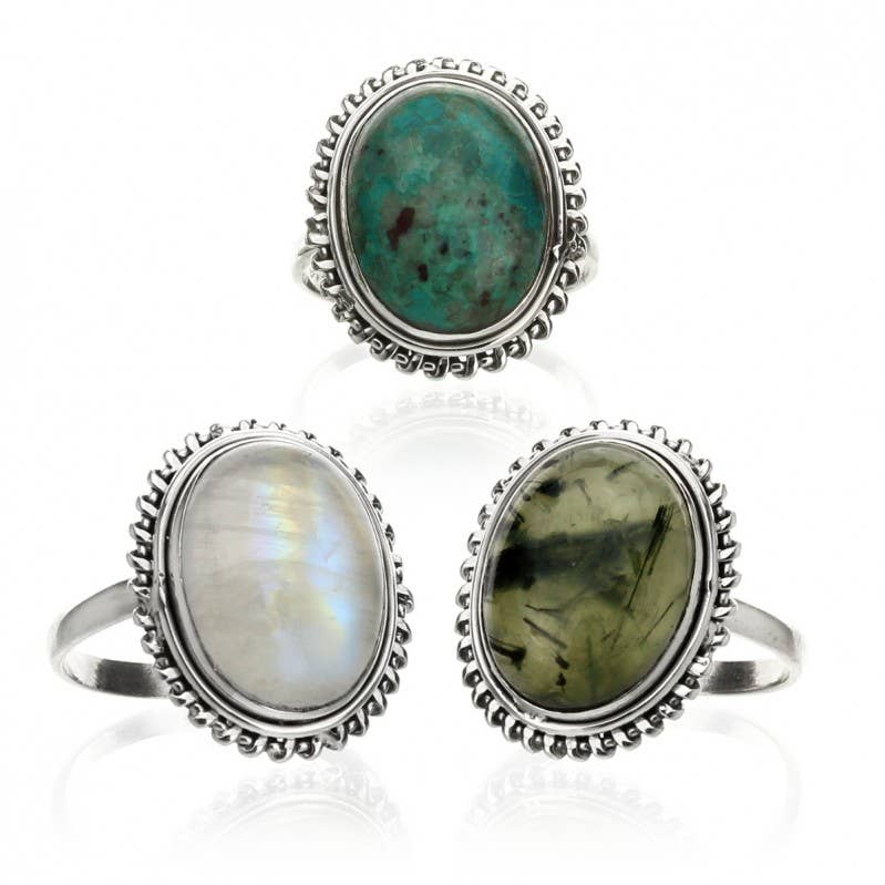 UniArt - Wholesale Cocktail/Statement Ring - Natural Stone Ring in Silver Dana Model3