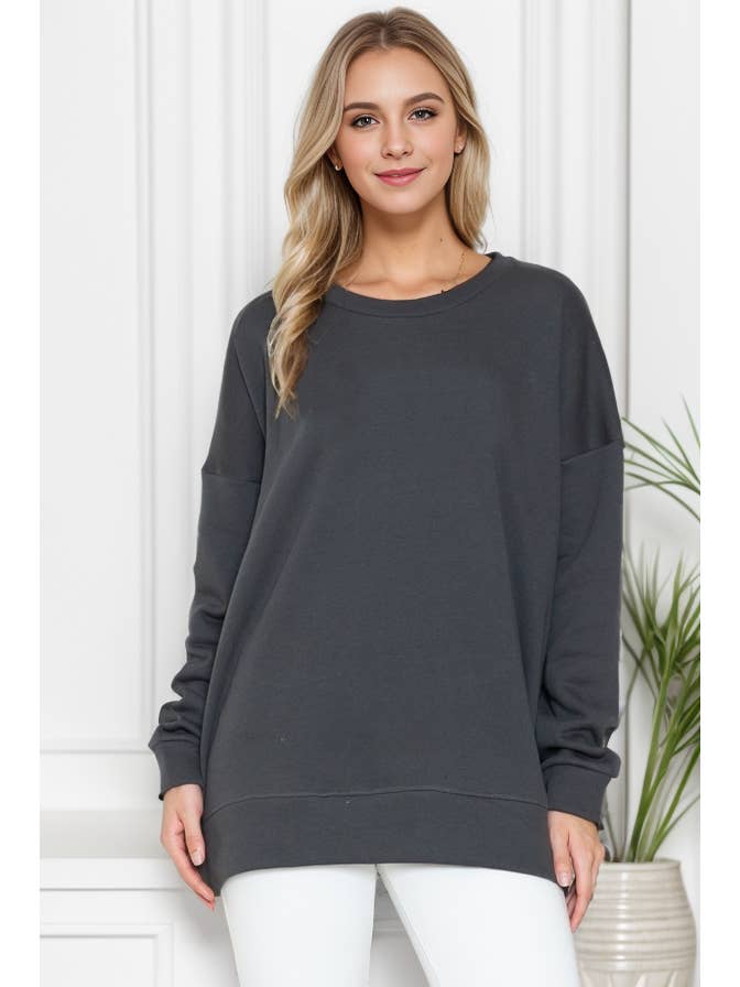 Burgundy Apparel - Wholesale Sweatshirt - Women's - SOLID FLEECE OVERSIZED SWEATSHIRT (NEW COLORS)8