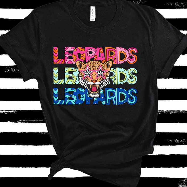 Colorful Leopards Funky Mascot Tee Shirt T-Shirt for wholesale by Hooray Tees and Accessories