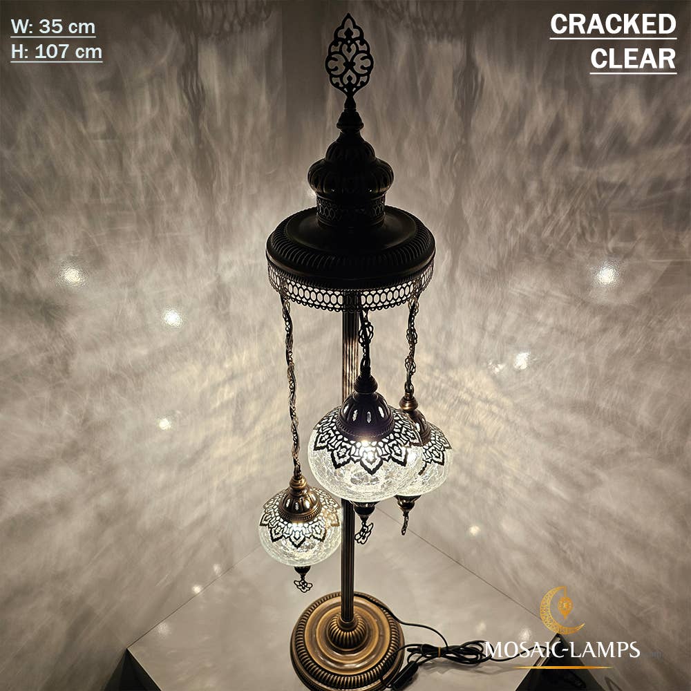 Mosaic Lamps – wholesale Golvlampa – 3-Globe Ottomansk Turkisk Crackle Glass Golvlampa8