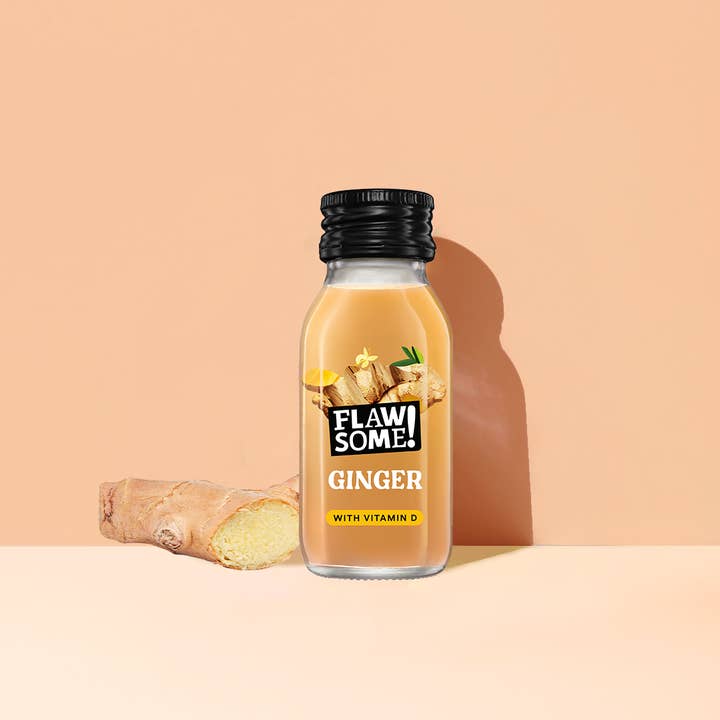 Flawsome Brands Limited - Vente Jus bien-être/fortifiants - Parfait ! Shot de vitamine D au gingembre Immunity
