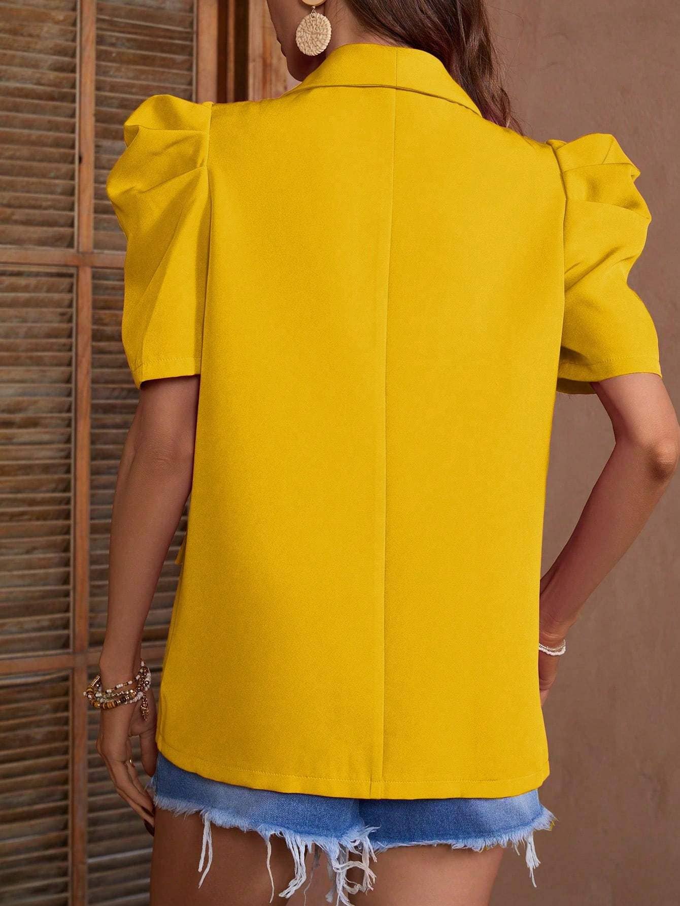 Queen Fashion - Wholesale Blazer - Dames - Blazerjack van kunsthars met inkepingen en pofmouwen42