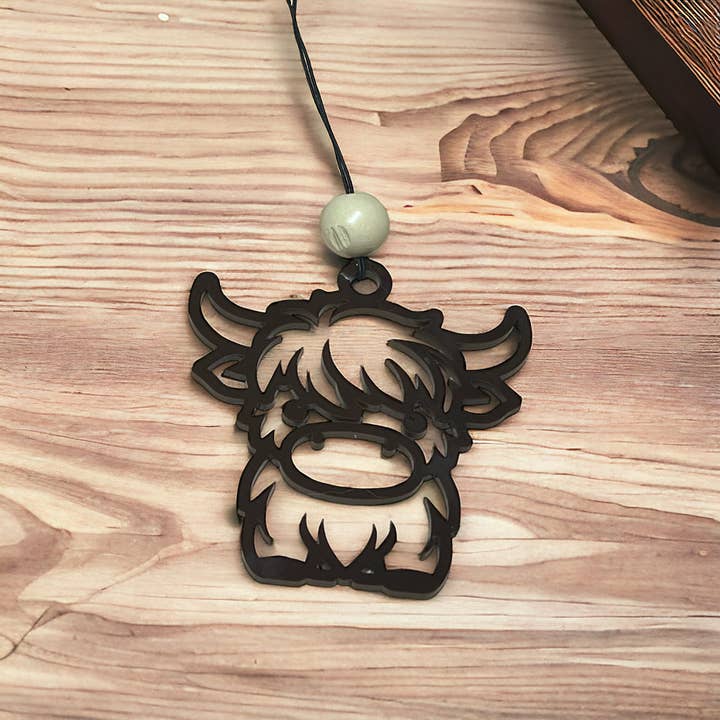 Brown Highland Cow Car Charm for wholesale by Y'all-ternative