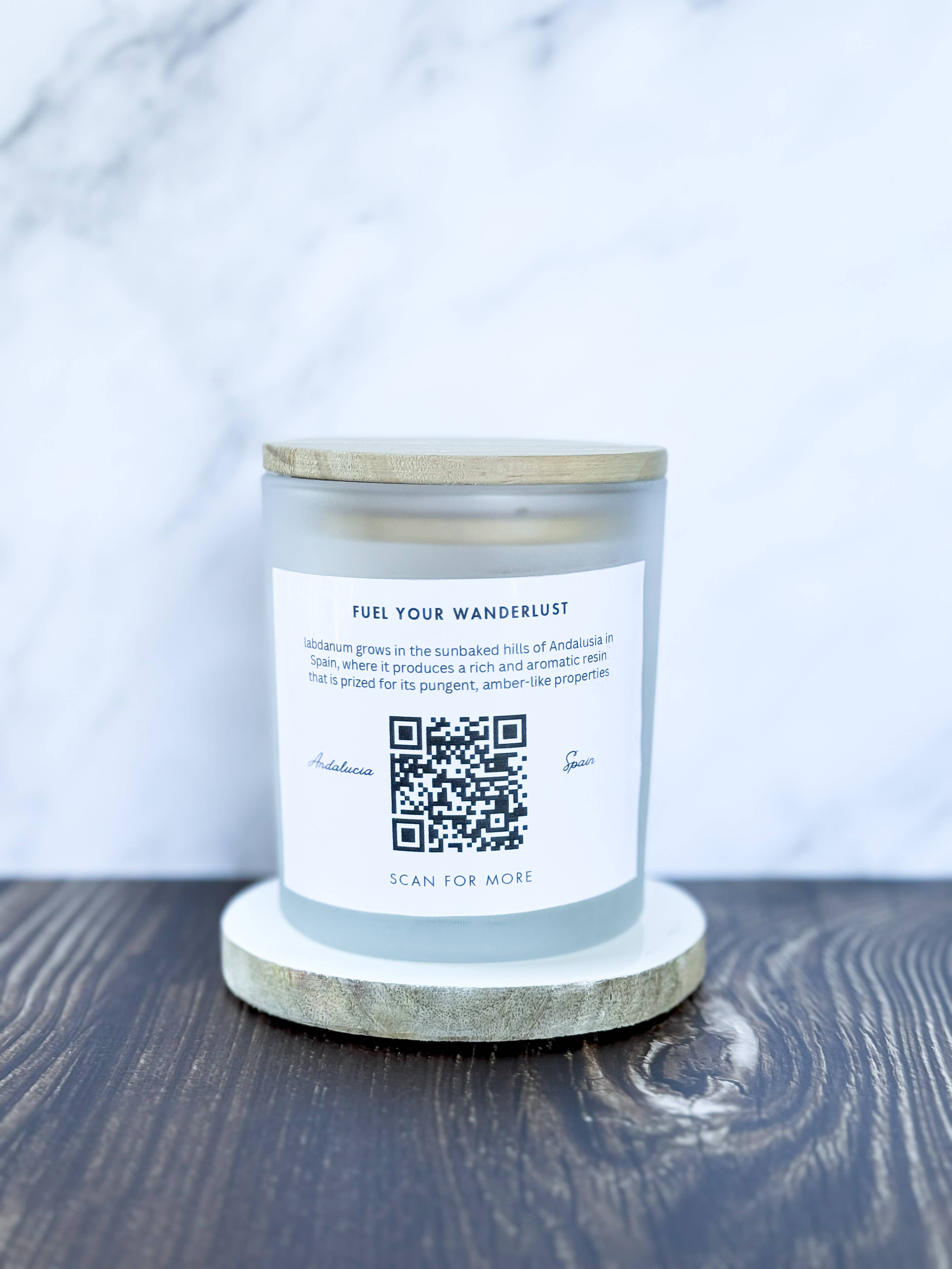 Seven Continents - Wholesale Jar/Filled Candle - Andalusian Leather Masculine Soy Candle -White Frosted Glass1