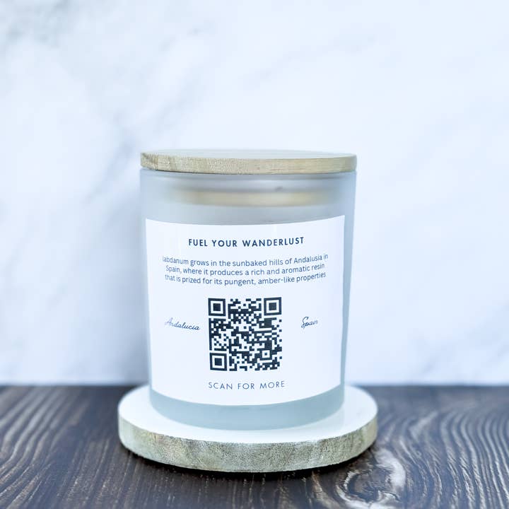 Seven Continents - Wholesale Jar/Filled Candle - Andalusian Leather Masculine Soy Candle -White Frosted Glass1