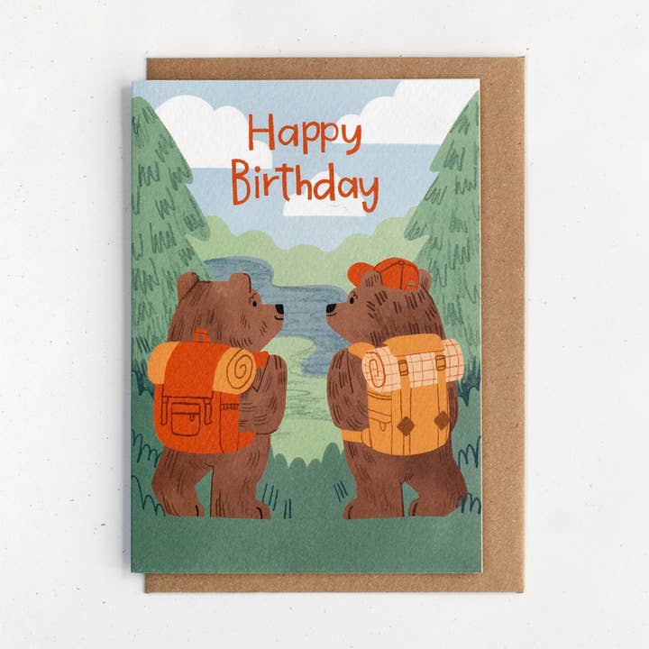 Hiking Bears Birthday Card for wholesale by Natàlia Juan Abelló