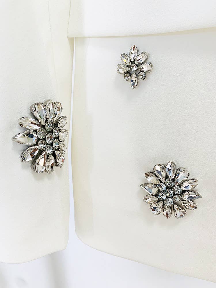 White SET8-11Y Diamond Beaded Suit Jacket & Flared Trousers Set for wholesale on Faire8