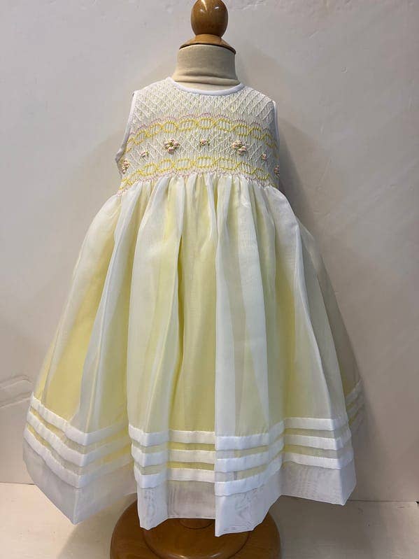 26513 Sweet White Yellow Pink Smocked Dress for wholesale by Will'beth
