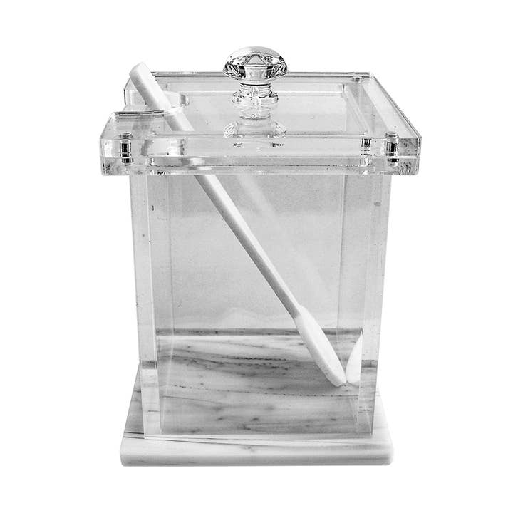 Plat à miel carré en lucite marbre blanc pour la vente par Boker-Tov Shalom