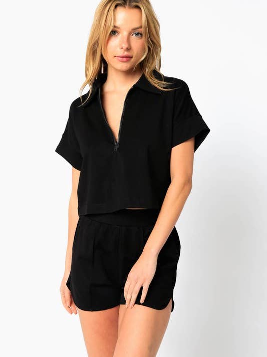 Top de chándal con cremallera. para venta al por mayor de Olivaceous