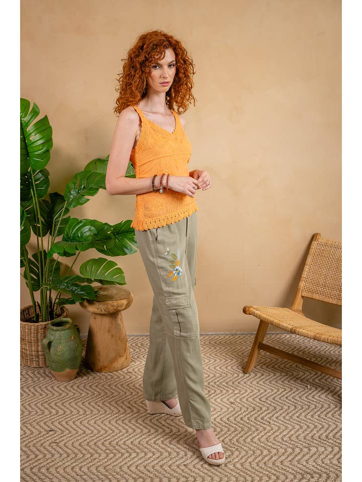 Paparazzi By Biz - Wholesale Tank Top - Women's - 4275-LBT Embroidered Woven Tank w/Crochet Trim - Unlined