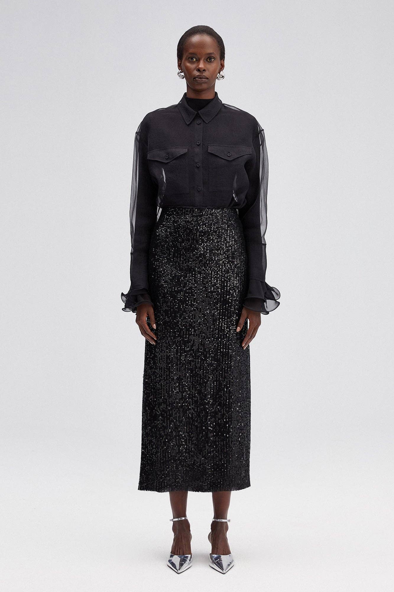 Black SEQUIN PENCIL SKIRT for wholesale on Faire1