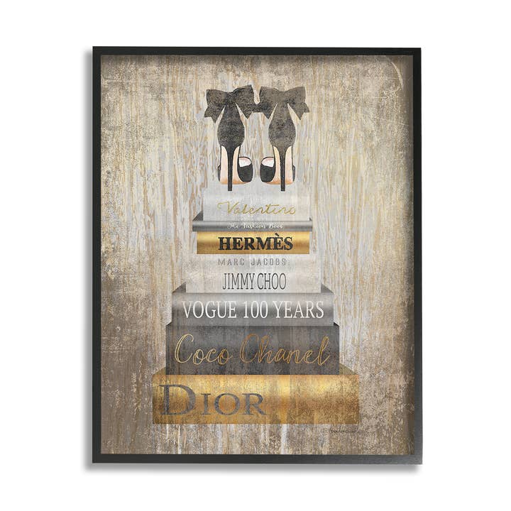 Patterned Glam Bookstack Framed for wholesale by Stupell Industries