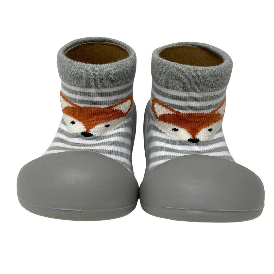 ES Kids - Wholesale Socks – Child & baby - Rubber Soled Socks - Grey Stripe Fox2