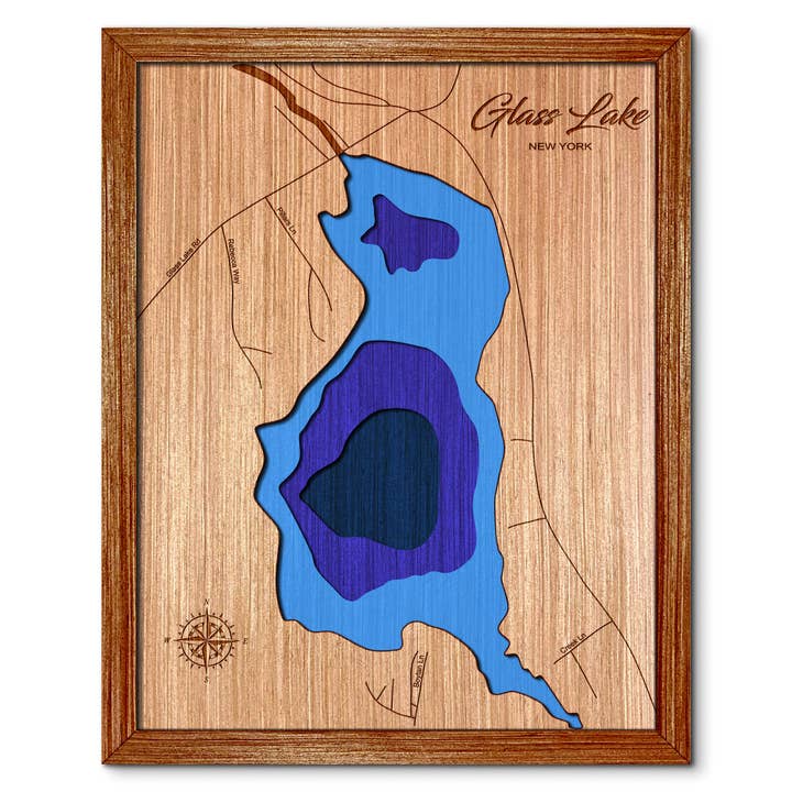 Glass Lake, NY Depth Map - Home & Wall Decor for wholesale by Premier Gifts and More