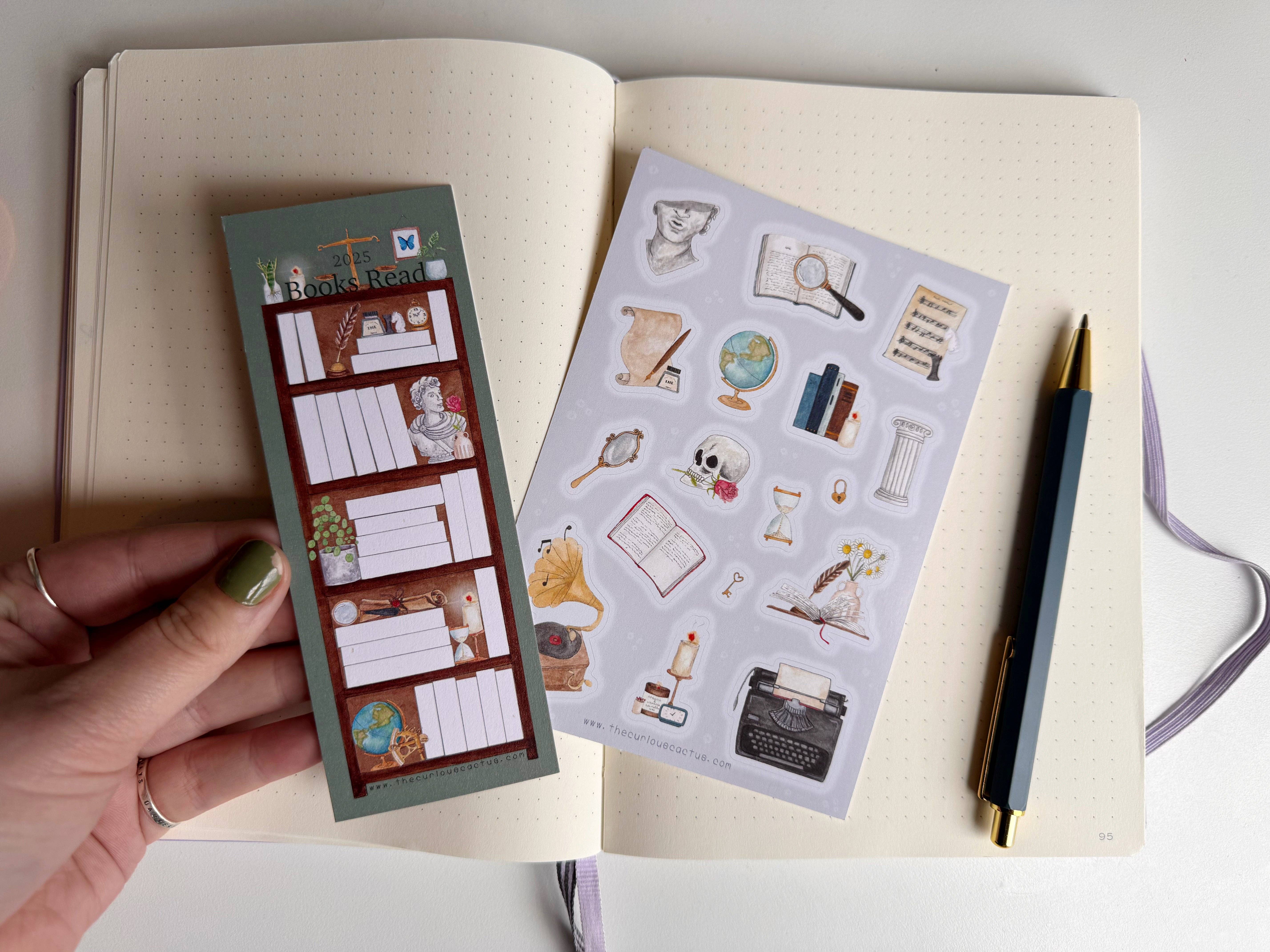 The Curious Cactus - Wholesale Sticker - Light Academia Sticker Sheet3