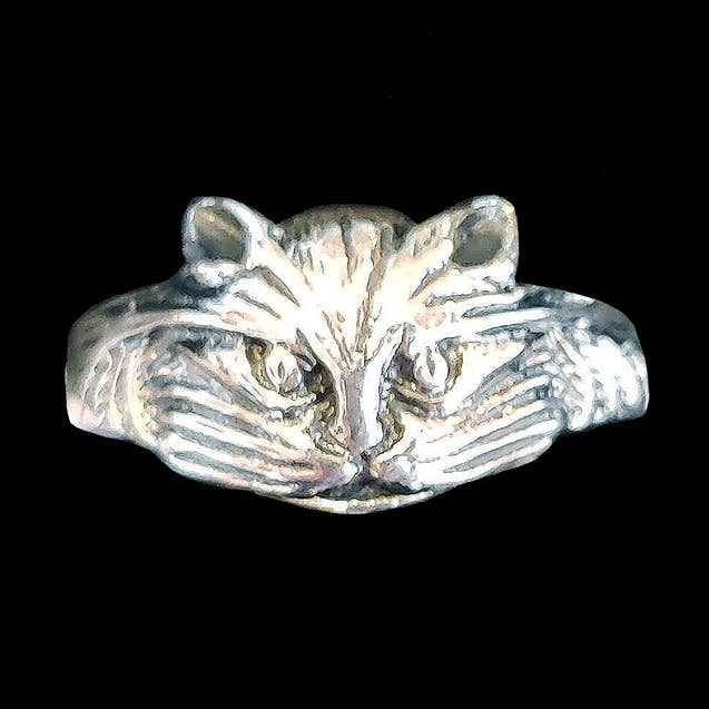 Sterling zilveren kattengezicht met snorhaarring voor wholesale door Zeppo Merchandisers Inc