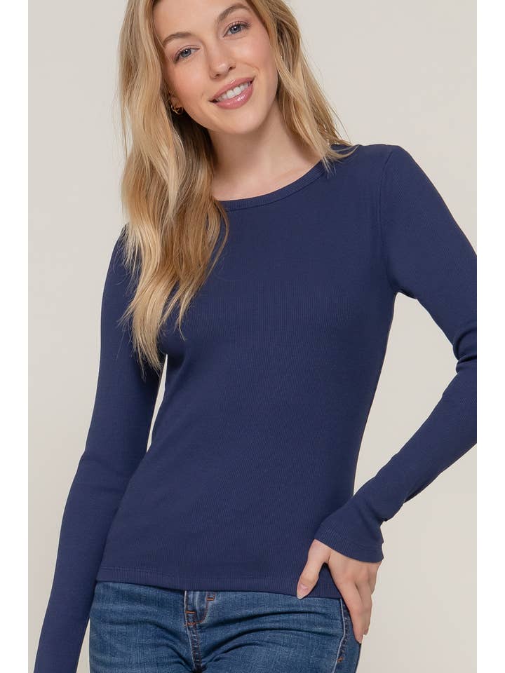 Active Basic | Active USA - Wholesale Knit Top - Women's - Long Sleeve Crew Knit Rib Tee