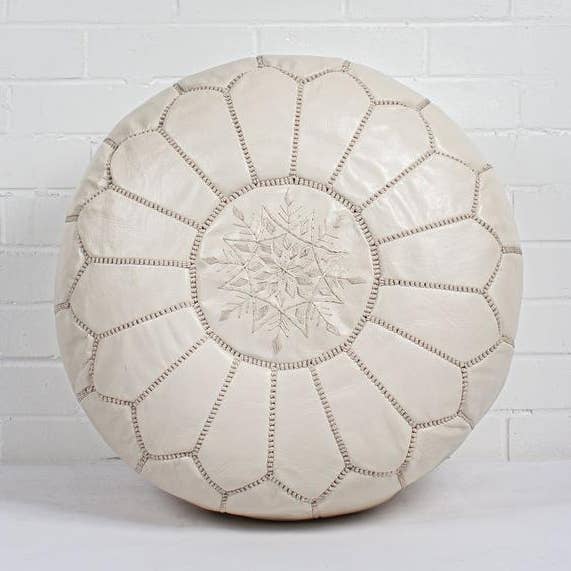 Marokkanischer Hockbezug, osmanischer Hocker, echtes Ziegenleder - böhmische Wohnkultur - osmanisches Leder Poof - NUR Bezug - Füllung ist NICHT im Lieferumfang enthalten (Beige) für den Großhandel von amr design