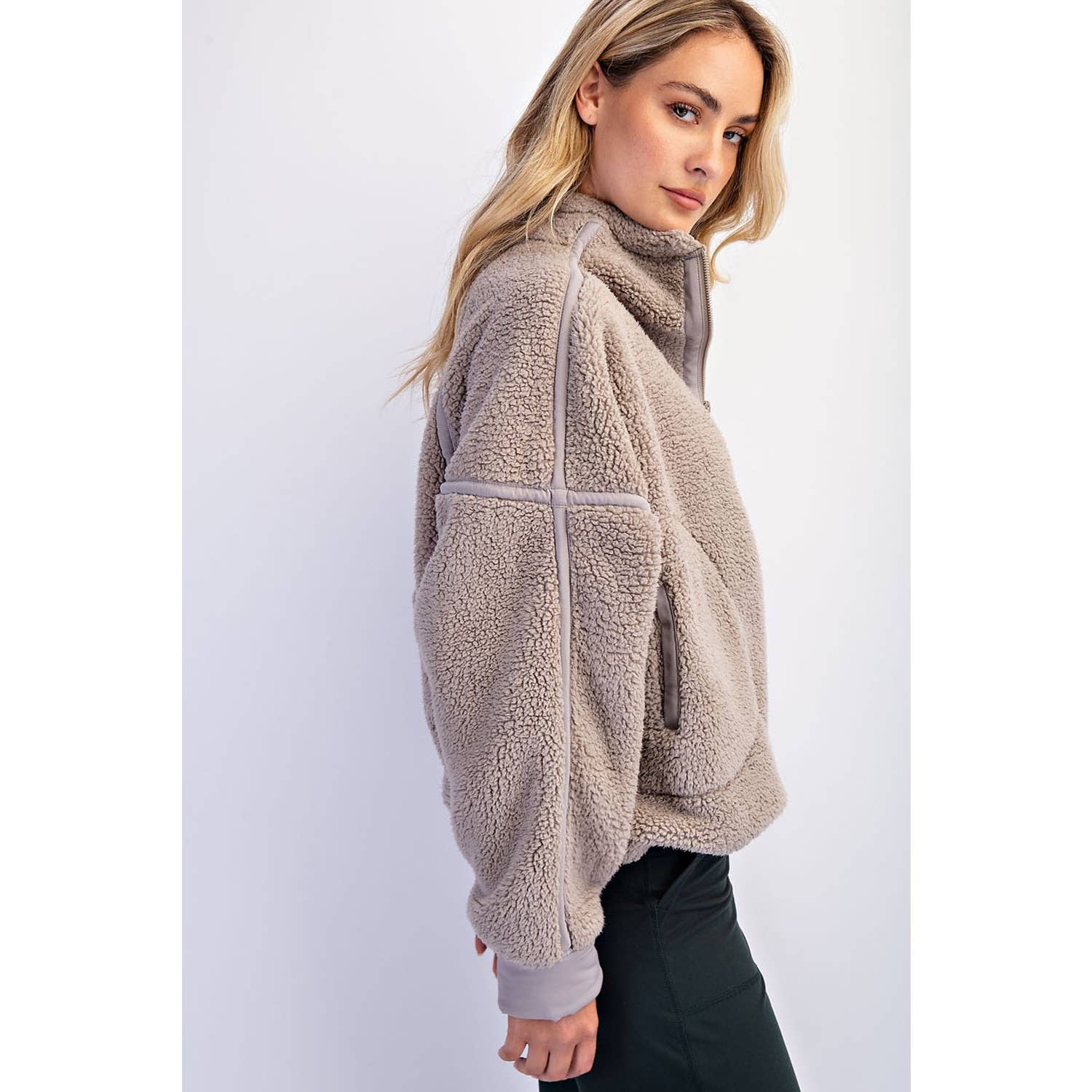 Rae Mode - Wholesale Jacket - Women's - SHERPA MOCK NECK QUARTER ZIP JACKET7