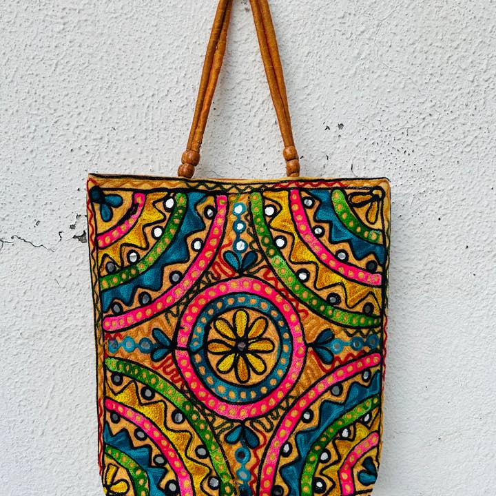 Meghcraft – Engroshandel Tote bag - Dame – Indisk broderet patchworktaske kvindetaske boho-tasker7