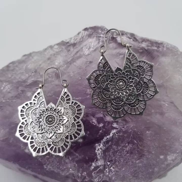 magnolia jewelry - Wholesale Dangle Earrings - Vintage Tribal Mandala Earrings1