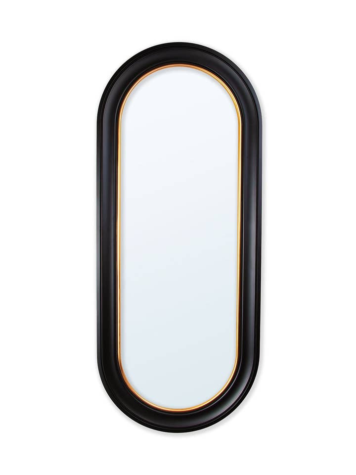 Pill Mirror - Black and Gold for wholesale by T A Interiors Wall Art & Mirrors