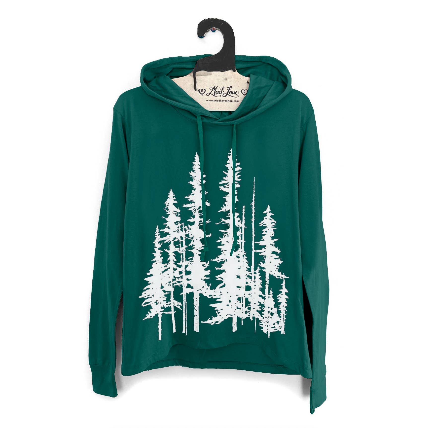 Mad Love Shop - Wholesale Hoodie - Women's - Ladies Green Lightweight Long Sleeve Hooded Tee Evergreens2