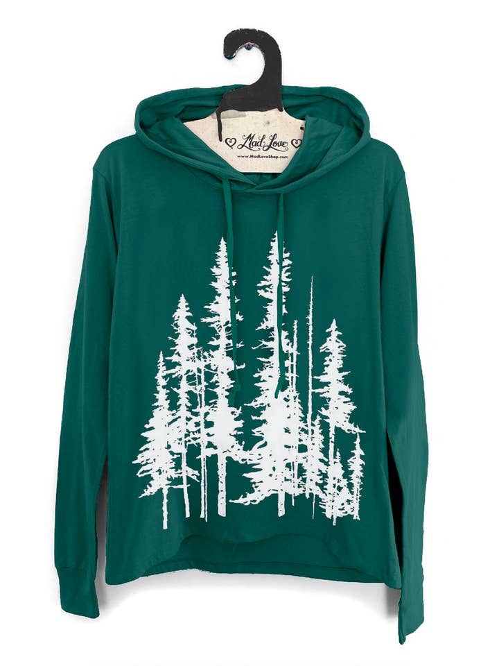 Mad Love Shop - Wholesale Hoodie - Women's - Ladies Green Lightweight Long Sleeve Hooded Tee Evergreens2
