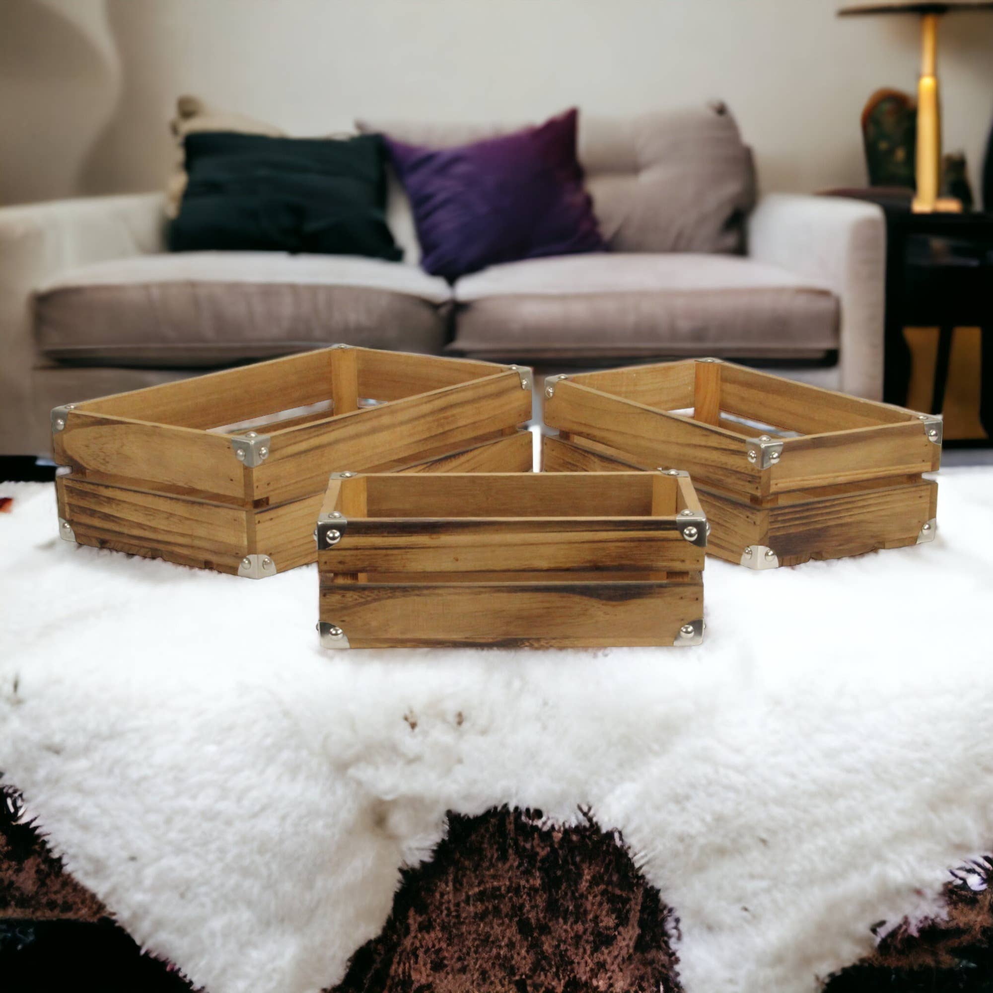 Cheungs Home Decor – Großhandel Dekoschachteln – Rustikales, rechteckiges Holzkisten-Set mit Nieten und Nieten9