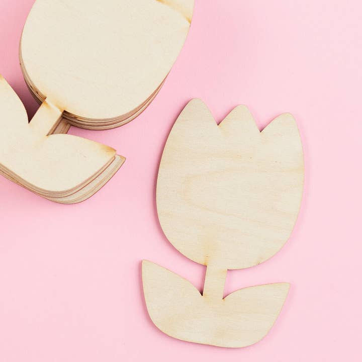 Factory Direct Craft - Wholesale Cutouts - Unfinished Wood Tulip Flower Cutout