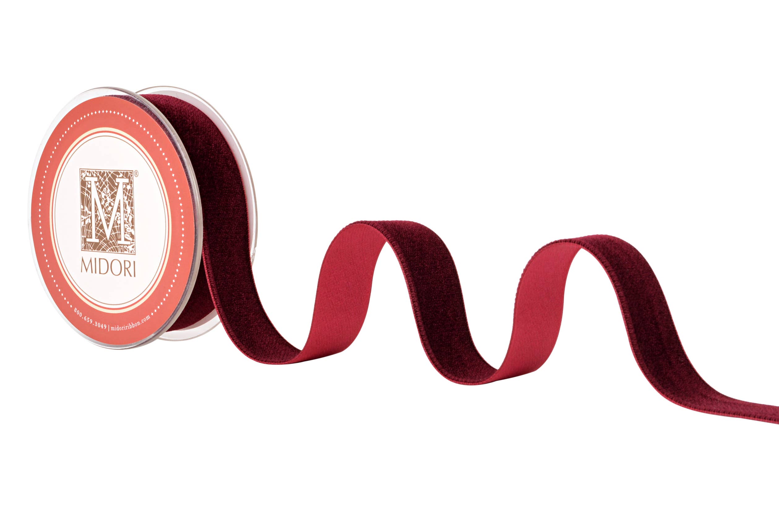 MIDORI Inc. – wholesale Ribbon – Gift wrapping – Velvet Satin Ribbon - Wine Velvet/Wine Satin3
